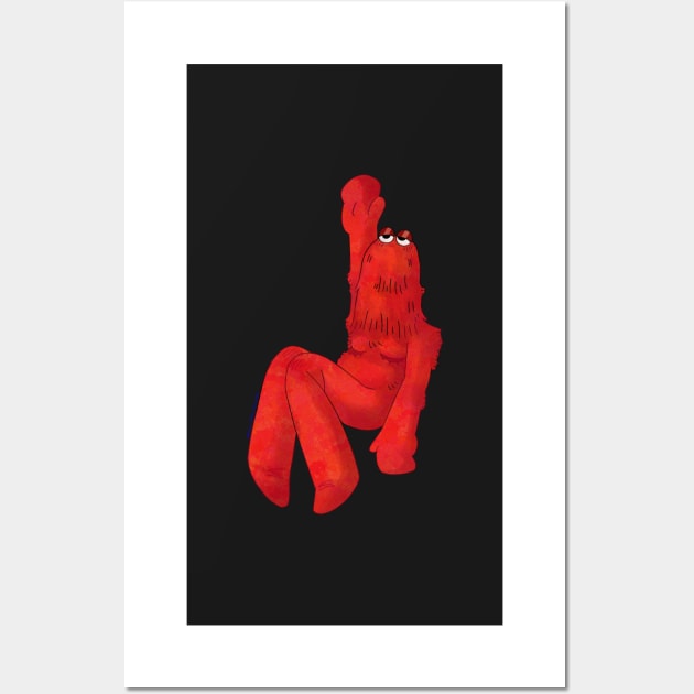 Red Guy Hanging by His Hand Wall Art by Maru-Chan-Shop